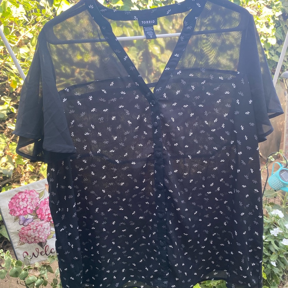 Torrid  Black Sheer Blouse